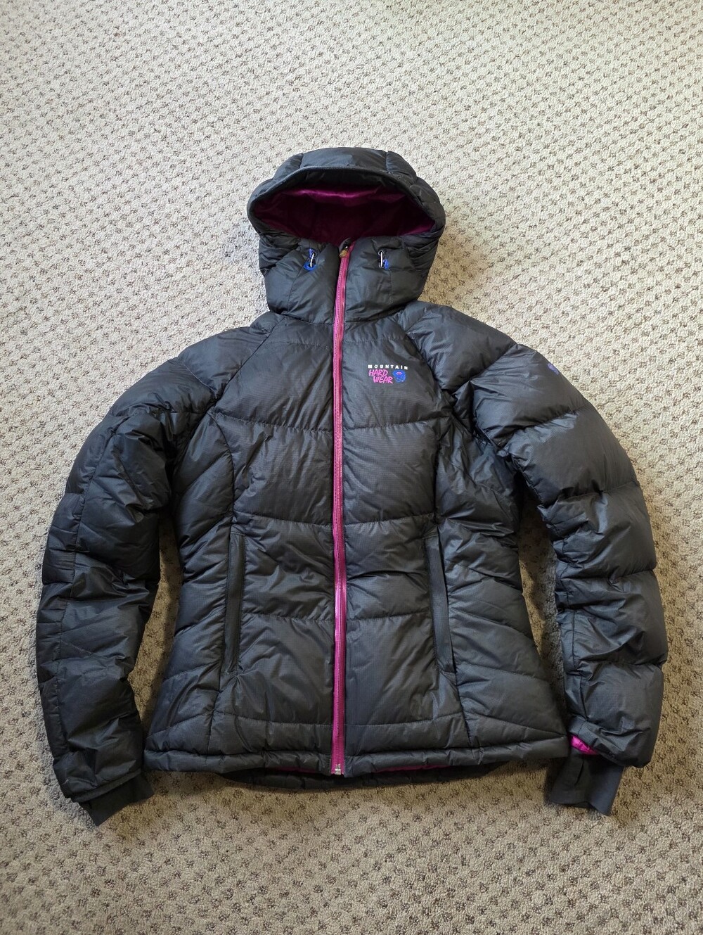 Mountain Hardwear Nilas Air Shield Elite Down Puffer Jacket with Pink Trim